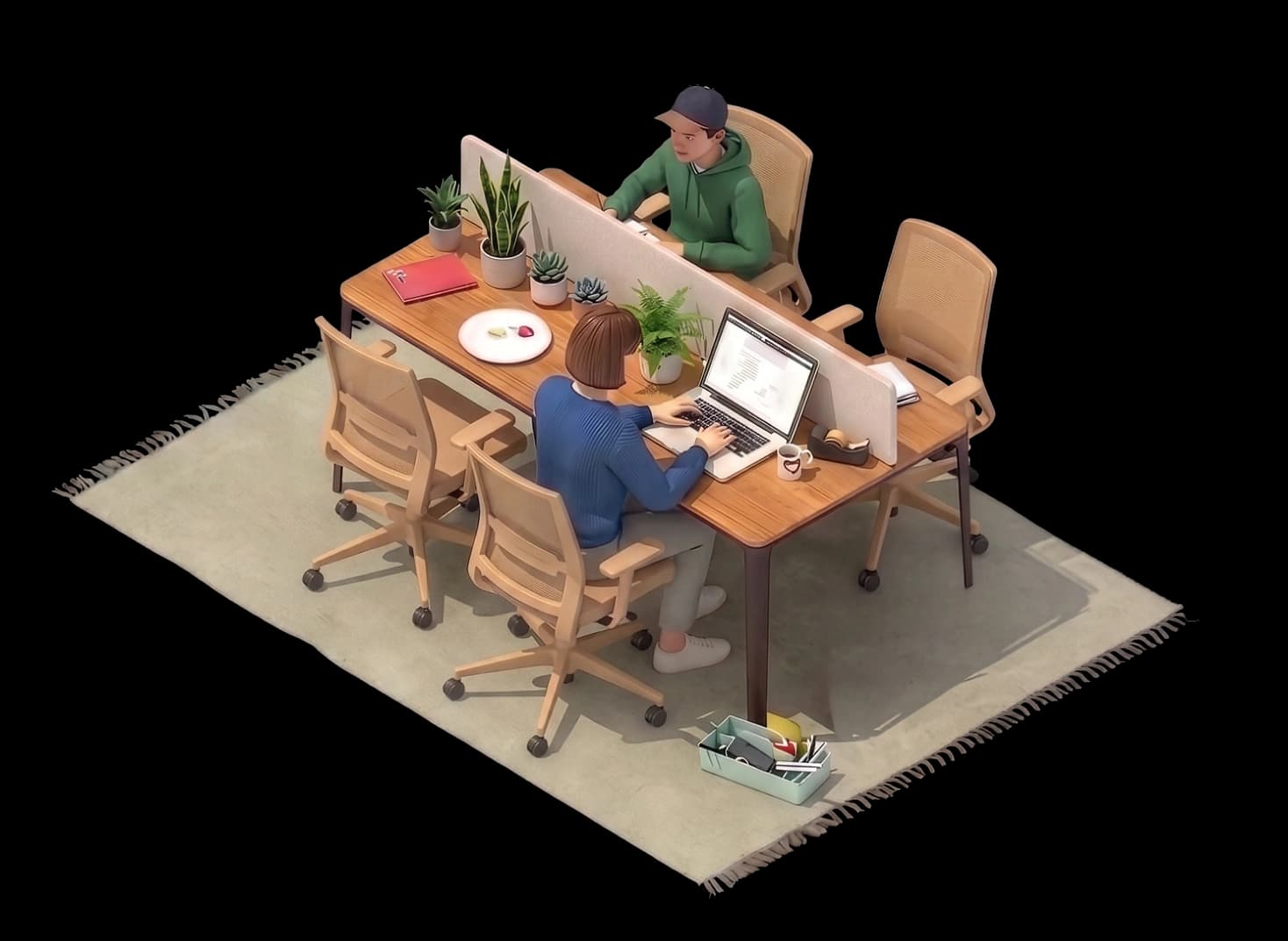 Coworking seating illustration